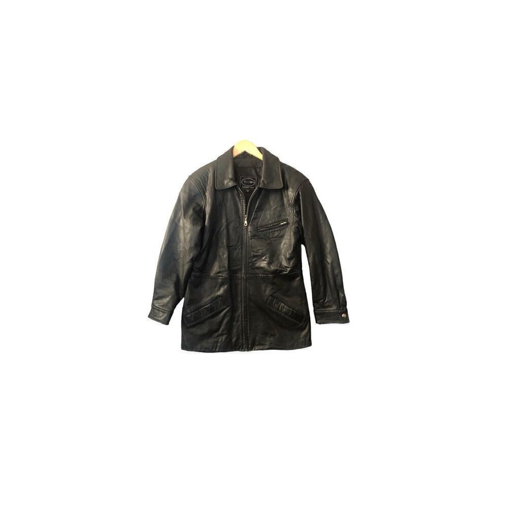 Tannery West Black Leather Jacket Missing Belt Loops Genuine Size Small